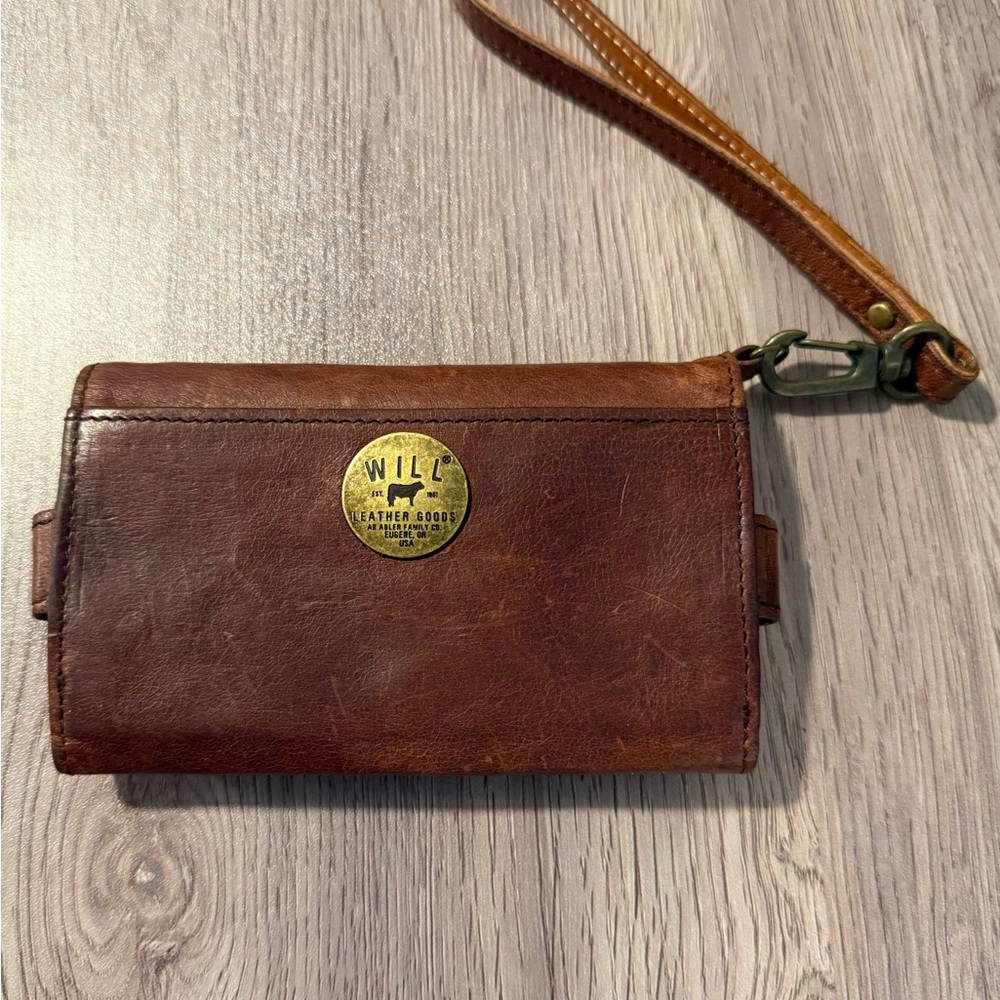 Will Leather Goods Tan Leather Wallet with Strap